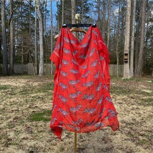 Boutique Red Zebra Pattern Satin Blanket Scarf